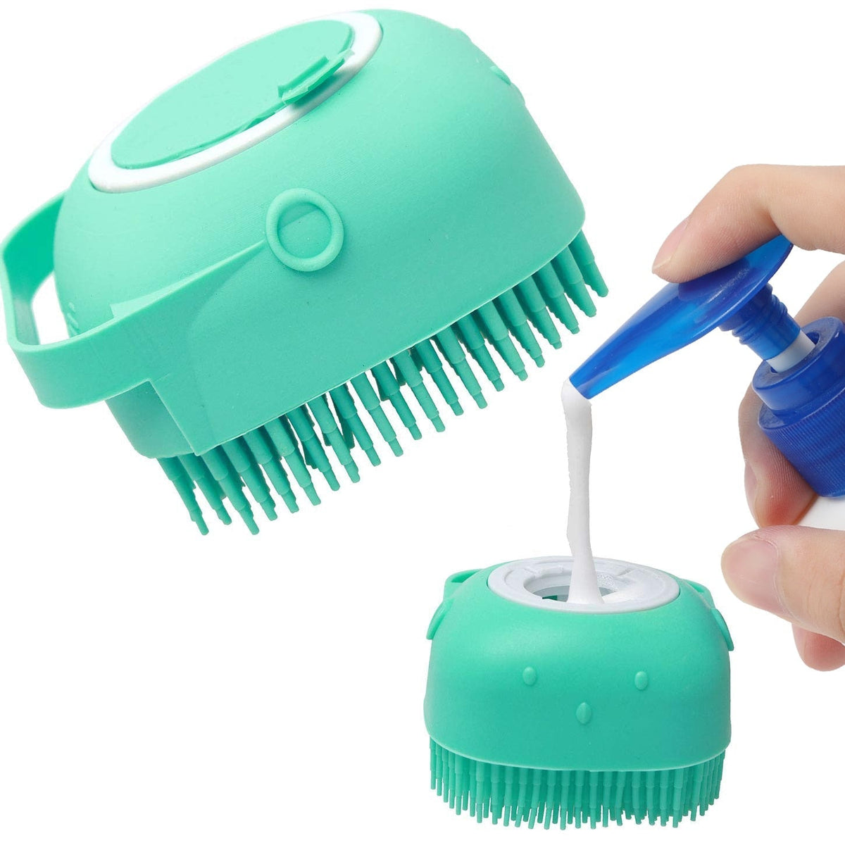 Escova de Banho com Dosador para Pets – Limpeza e Massagem sem Estresse