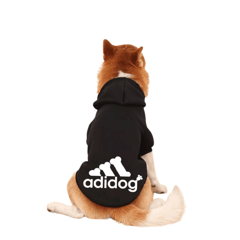 Roupinha Pet Moleton Adidog com Capuz para Cachorros Madrupet Preto PP (1 a 1.5 KG) 