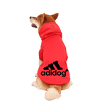 Roupinha Pet Moleton Adidog com Capuz para Cachorros Madrupet Vermelho e Preto PP (1 a 1.5 KG) 