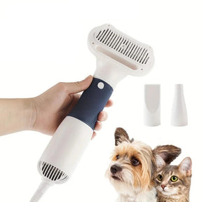 Secador com Escova 3 em 1 para Pets – Seca, Desembaraça e Massageia