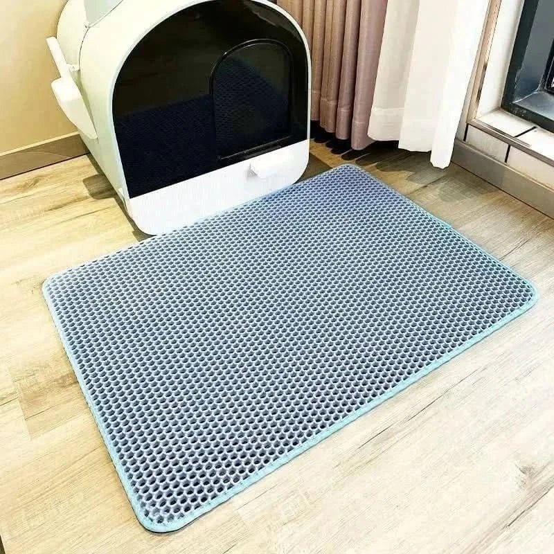 Tapete Coletor de Areia para Gatos – Chega de Sujeira pela Casa Tapete Limpa Patas Madrupet Azul 