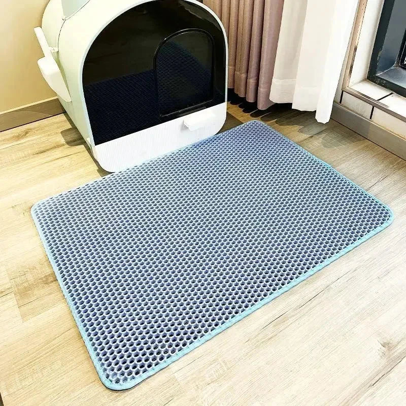 Tapete Coletor de Areia para Gatos – Chega de Sujeira pela Casa Tapete Limpa Patas Madrupet Azul 
