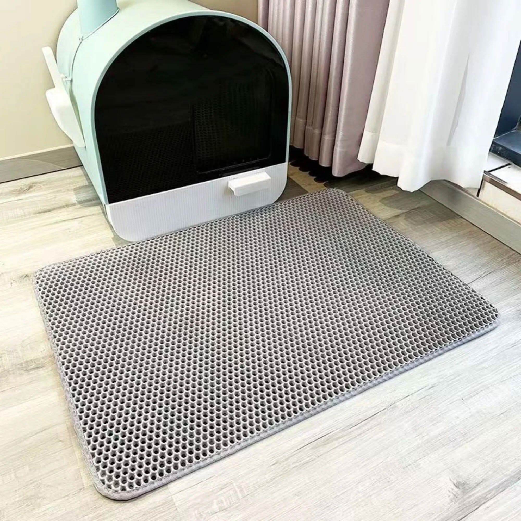 Tapete Coletor de Areia para Gatos – Chega de Sujeira pela Casa Tapete Limpa Patas Madrupet Cinza 