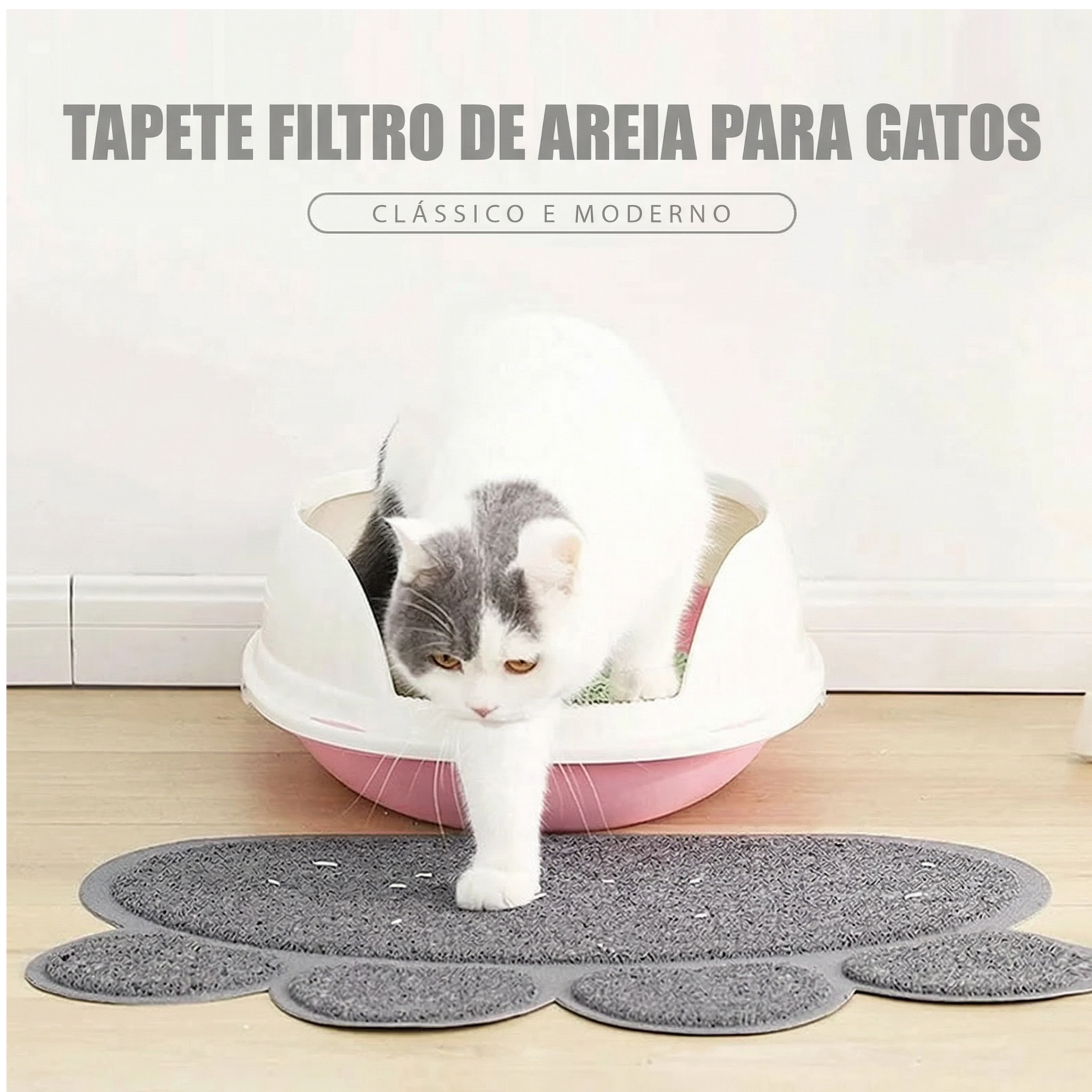Cachorro descansando sobre tapete antiareia que protege o chão contra sujeira