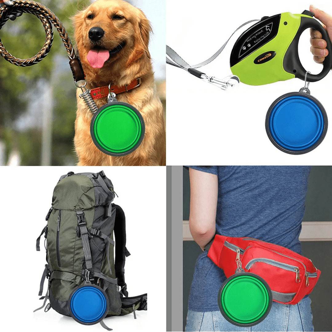 Tigela Pet Retrátil 2 em 1 - Leve Água e Ração Aonde For Comedouro Com Bebedouro Retrátil Para Pets Madrupet 