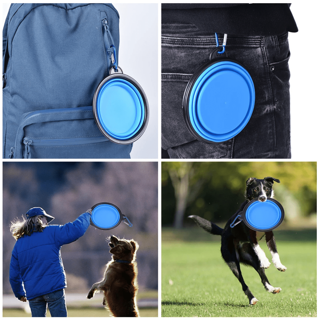 Tigela Pet Retrátil 2 em 1 - Leve Água e Ração Aonde For Comedouro Com Bebedouro Retrátil Para Pets Madrupet 