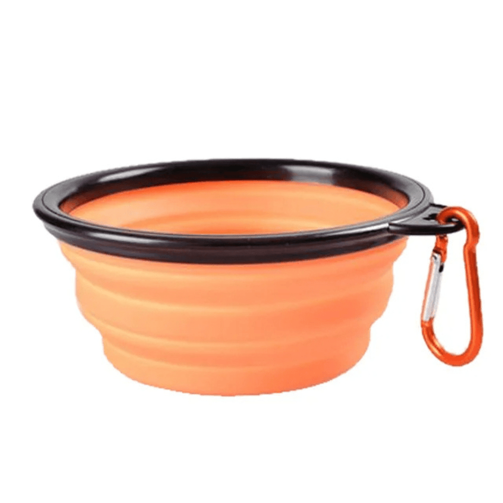 Tigela Pet Retrátil 2 em 1 - Leve Água e Ração Aonde For Comedouro Com Bebedouro Retrátil Para Pets Madrupet Laranja 350ml (13x9x5.5cm) 