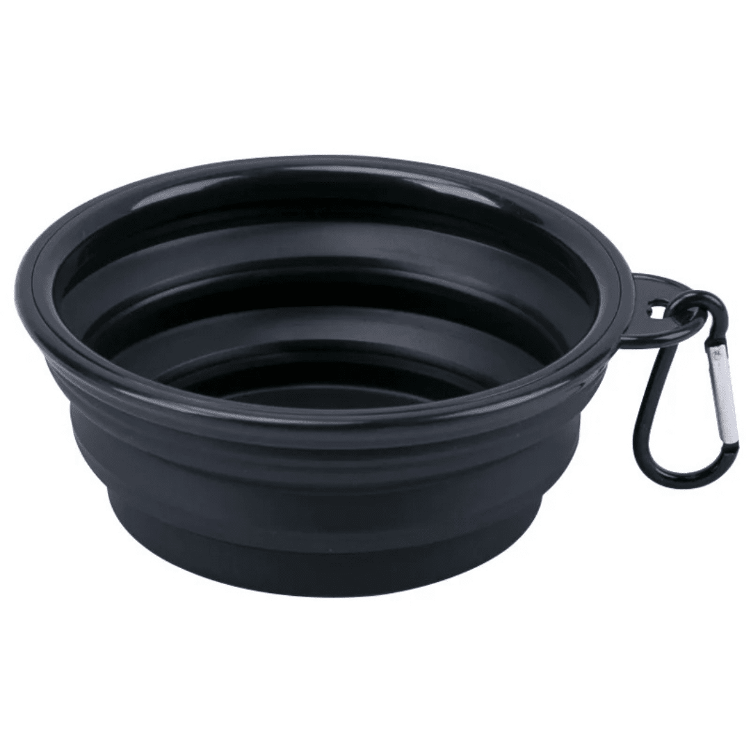 Tigela Pet Retrátil 2 em 1 - Leve Água e Ração Aonde For Comedouro Com Bebedouro Retrátil Para Pets Madrupet Preto 350ml (13x9x5.5cm) 